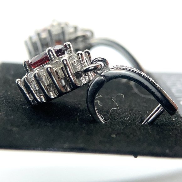 Pyrope Garnet 1.80ct Platinum Finish Solid 925 Sterling Silver Earrings - Picture 5 of 7